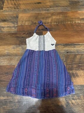 Roxy Girls Purple and Cream Halter Sundress